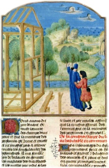 Manuscript showing homebuilder and client from 1480