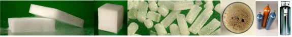Dry ice blocks, pellets, rice, cut dry ice, carbon dioxide, CO2